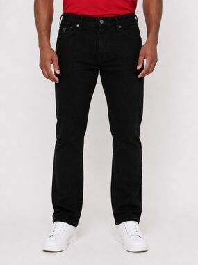 Guess Men's Black Straight Leg Mid Rise Jeans